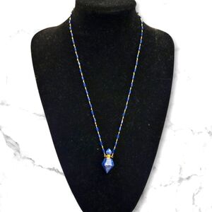 NWT Aviva Stanoff Lapis Bottle 14K Gold & Lapis Beaded Necklace